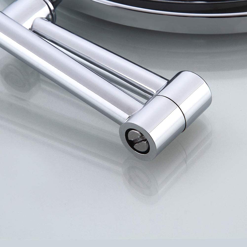 Specchio per Trucco ingranditore 3X a Parete, Specchio cosmetico per Trucco a Parete Girevole su Due Lati a 360° Estensione Regolabile per Bagno Finitura cromat