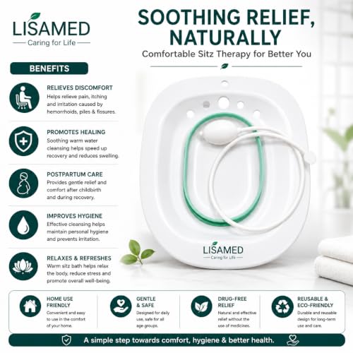 Image of Sitz Bath for Toilet Seat with Irrigation Tube & Air Pump | Portable Hemorrhoids, Piles, Fissure & Postpartum Relief Sitz Bath Basin