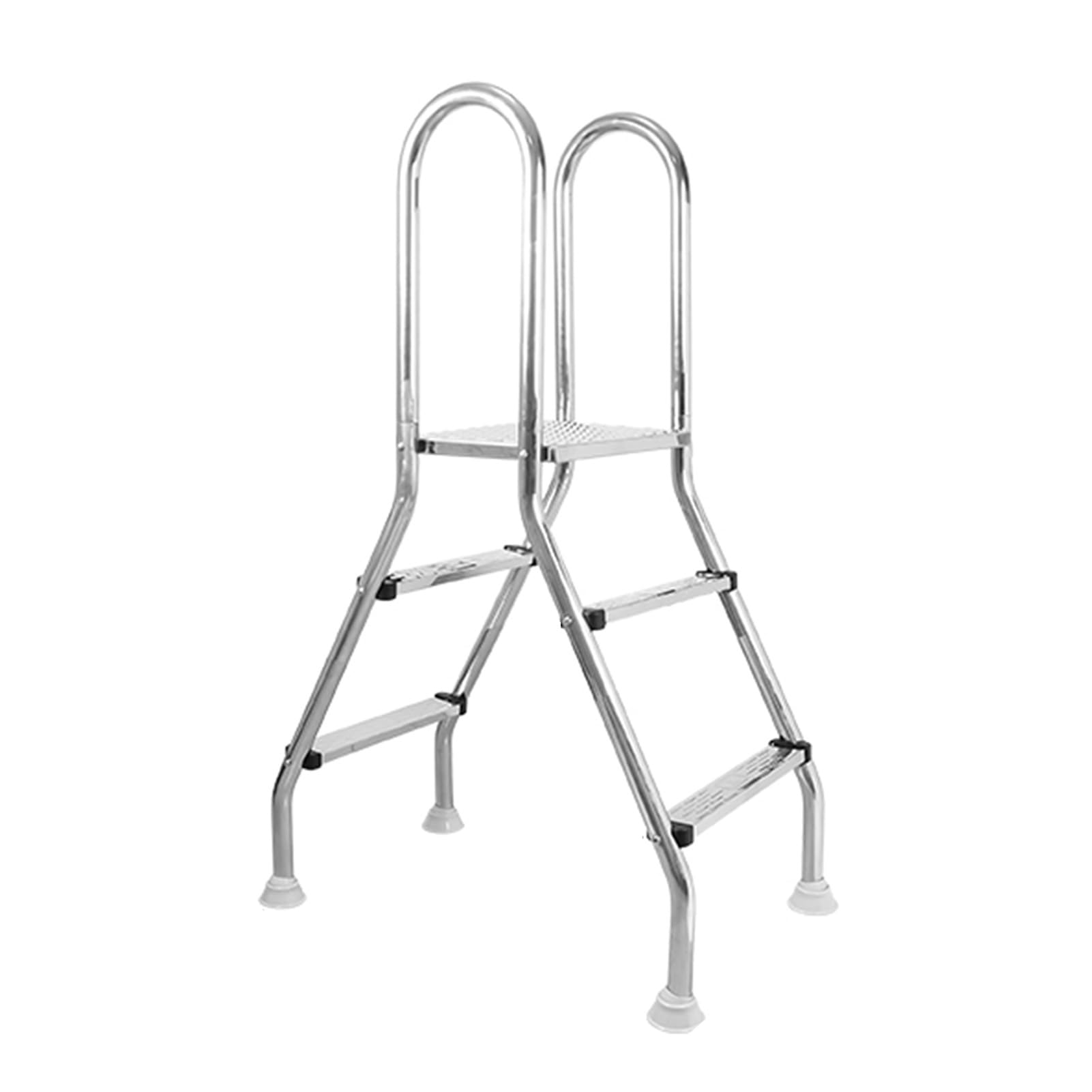 Generico Scaletta Antiscivolo per Piscina, Sistema di Ingresso/Uscita a 2 gradini per Piscine Fuori Terra, gradini Rimovibili, Adatta a Piscine Alte 80-160 cm, Design Resistente Color Argento.