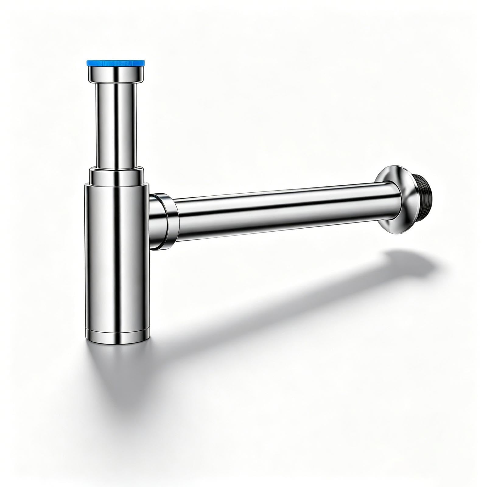 Sifón Diseño para Lavabo, Sifón Universal para Fregadero, Sifón Lavabo Universal 1 1/4", Sifón de Olores con Apertura de Limpieza, Altura Ajustable, para Fregadero y Lavadero, Cromado