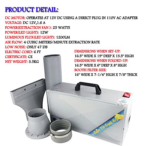 T Togush Airbrush Spray Booth With Led Light Turn Table Foldable Exhaust Filter Extractor Set For Cake Hobby Model Airplane Crafts Painting #TOP6
