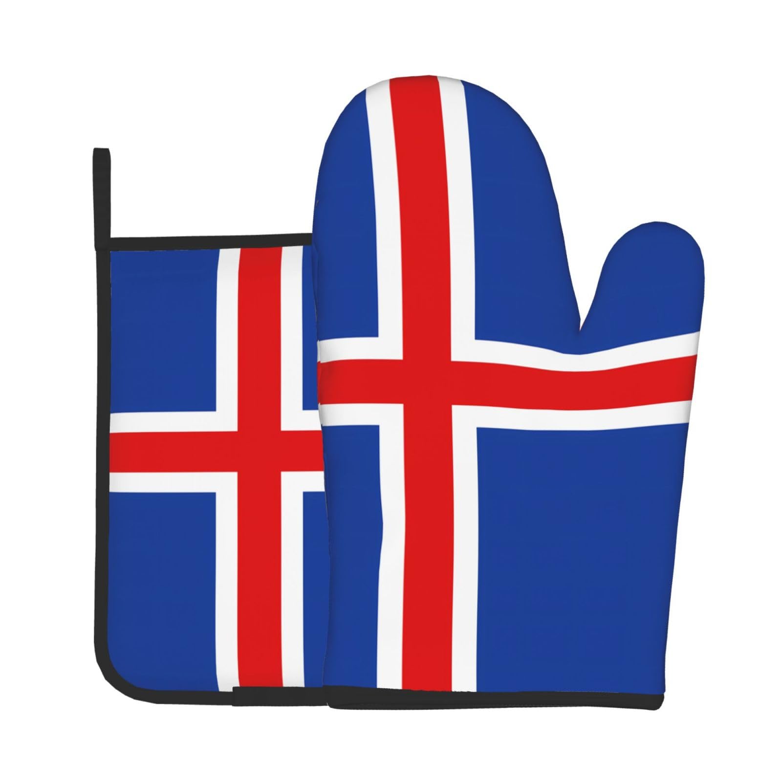 Oven Mitts and Potholders Set of 2 for Kitchen Baking Cooking GrayFlag of Iceland Thick and Durable