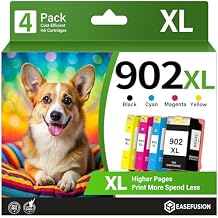 902XL Ink Cartridges 4 Combo Pack Compatible for Hp Printers, 902XL 902 XL Ink for OfficeJet 6950 6960 6960 6970 SeriesBlack, Cyan/Magenta/Yellow
