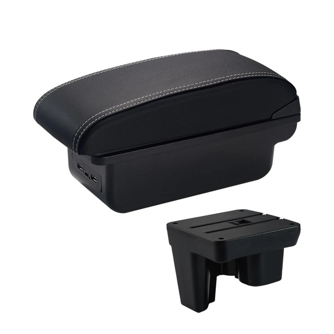 Toiumops Armrest for Toyota Hilux, Car Armrest Box Center Console Store Box(C3 White Line USB)