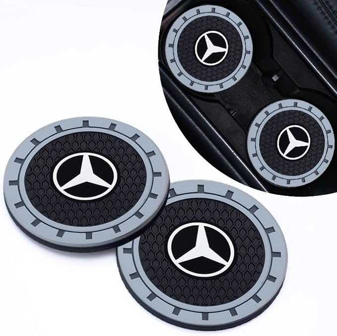 Image of Car Cup Holder Coaster for Mercedes Benz Series Universal Non-Slip Cup Holder Insert Coaster Car Interior Accessories,Black 2PCS