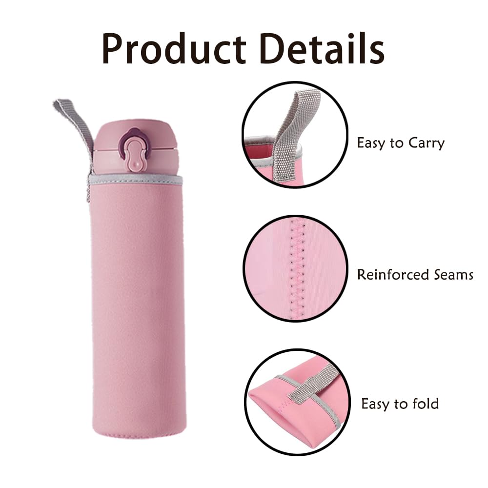 WsKingWA Neoprene Sleeve Carrier for Outdoor Hiking Travel (550ml, Pink), 550 ml - Image 3