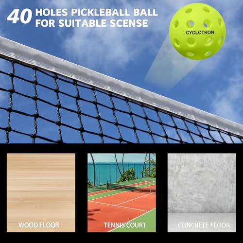 Image of cyclotron 6-Pack Premium Pickleball Balls - USAP Approved, 40 Holes Outdoor /Indoor Pickle Balls with Bag, Perfectly Balanced, High Bounce True Flight, Pickle Ball for Tournament Play