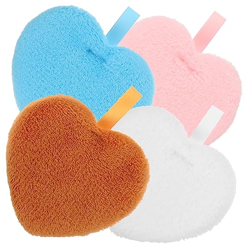 PartyKindom 4Pcs Heart Shaped Makeup Portable Powder Puff for Easy Application Cosmetic Accessories for Women for Foundation and Touch Ups