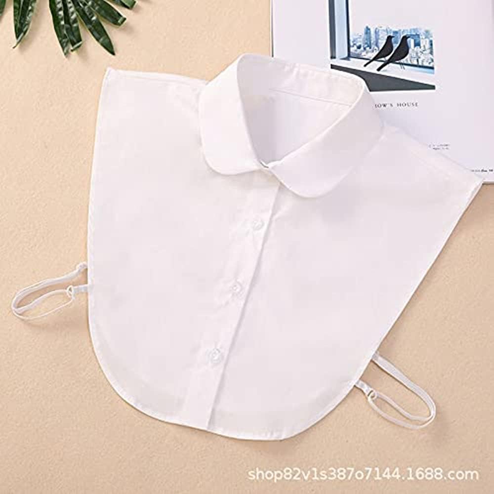 Women's White Fake Collar Shirt - Cotton Half Shirts for Ladies & Girls, Round - Image 5