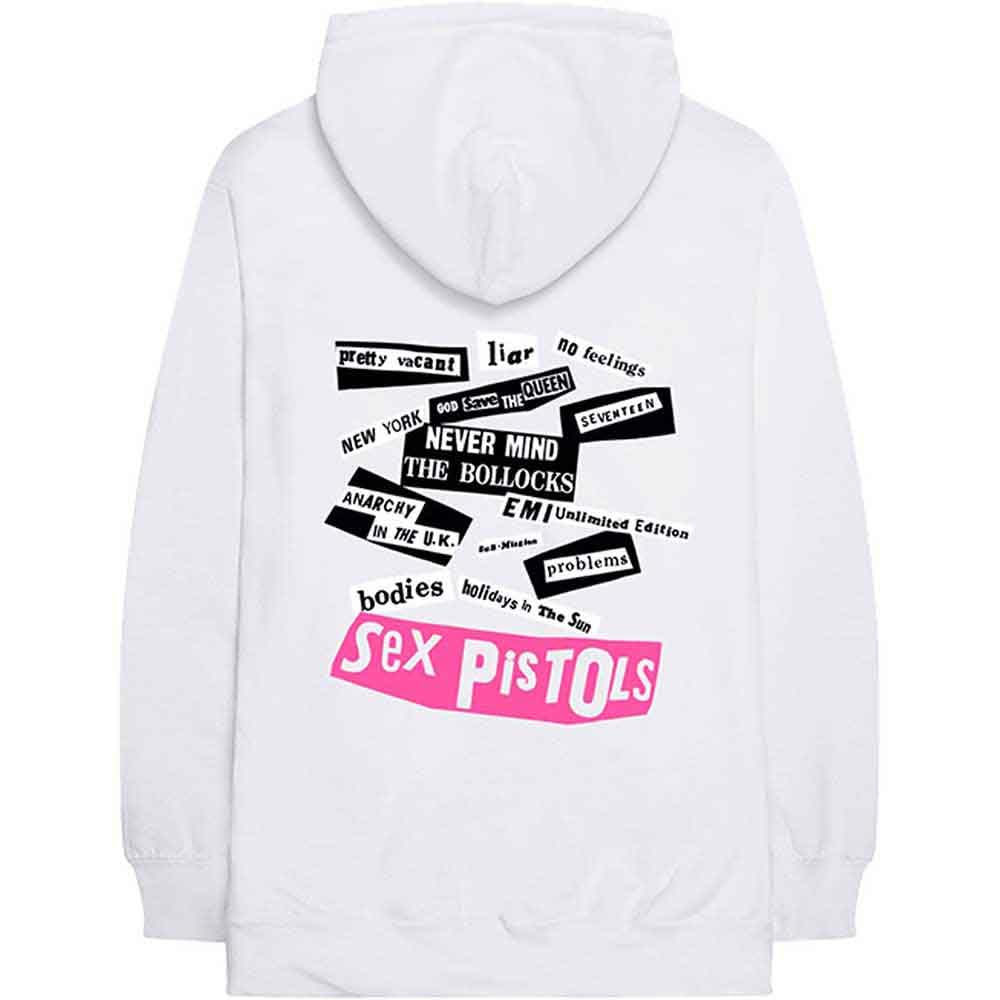 The Sex Pistols Hoodie Never Mind The Band Logo Official Mens White Pullover XL