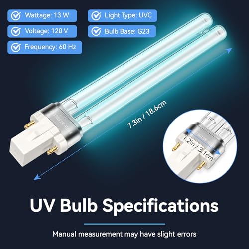 Bombilla UV 13W G23 reemplazo 2 piezas para filtros de estanque miniatura 2