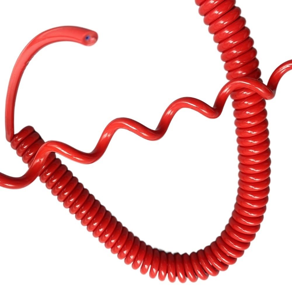 Sprężynowy przewód zasilający Przewód spiralny teleskopowy sprężynowy 2-żyłowy 0,5 mm², czerwony, zwijany, 1-4 metry(Stretch 3 meter)