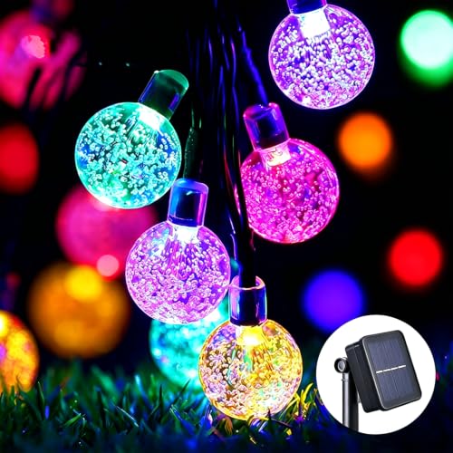 Image of Solar String Lights Outdoor 100 Led 40 Feet Multi-Color Crystal Globe Lights with 8 Lighting Modes, Waterproof Solar Powered Patio Lights for Garden Yard Porch Wedding Party Decoration