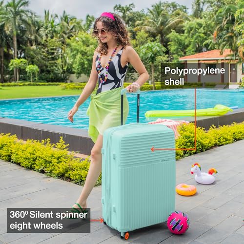 Image of Nasher Miles Krabi Expander Hard-Sided Polypropylene Luggage Set of 2 | 65cm & 75cm | 8 Wheels Medium & Large Trolley Bag for Travel | Suitcase (Cool Mint)