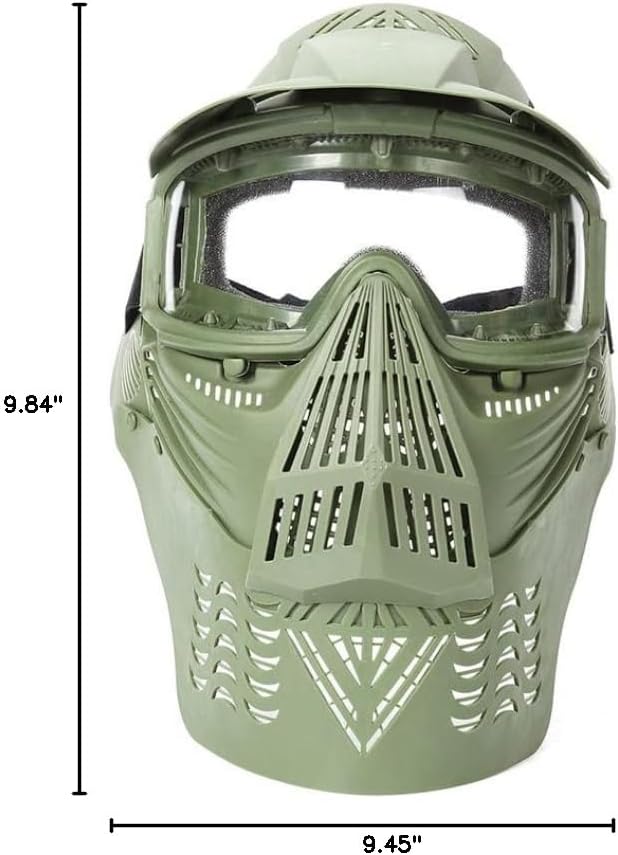 Tactical Paintball PC Mask Outdoor Shooting Sports Gear Full Face Protection with Neck Baffle