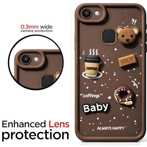Image of Bintage Case Ball Bear| Donut| Milk Cake| Baby| Coffee Rubber Case Camera Protection Back Cover Compatible for Vivo V7 Plus - Brown