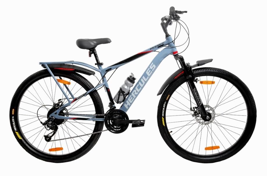 Image of Hercules Top Gear Rift FX DD MTB Cycle, 26T, Ice Grey with Red Graphics, Men, 24 Speed