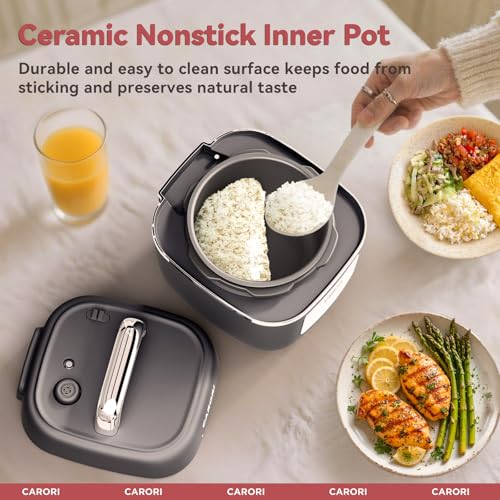 Image of Electric Pressure Cooker 3QT, 8-Function Compact Multi-Cooker with Ceramic Nonstick Pot for Saute, Pressure Cook, Slow Cook, Meat Stew, Rice, Delay Start, Keep Warm, Safe Venting, Gray