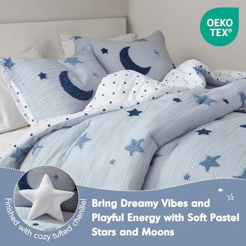 Image of Intelligent Design Kids Blue Star Moon Queen Comforter Set, 4pc