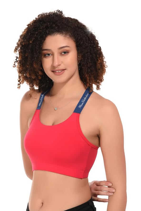 Sports Bra for Women, Criss-Cross Back Non- Padded Strappy Sports Bras Medium Support Yoga Bra (Red)-image-32