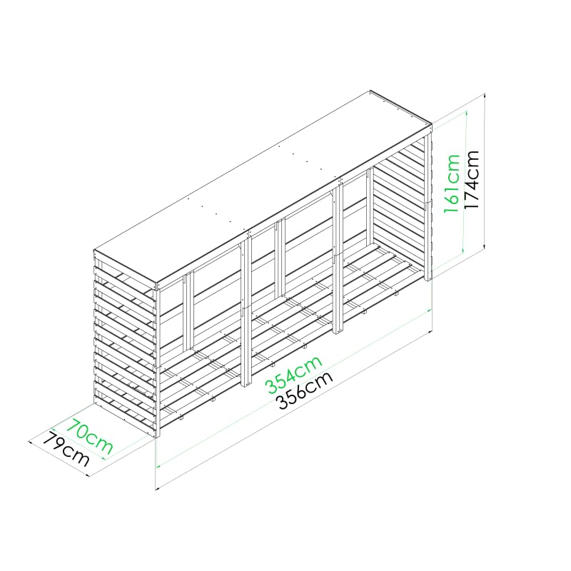 ABRI BUCHES Bois XXL 356X82X174CM - 173,8 x 356,4 x 82,1 cm -