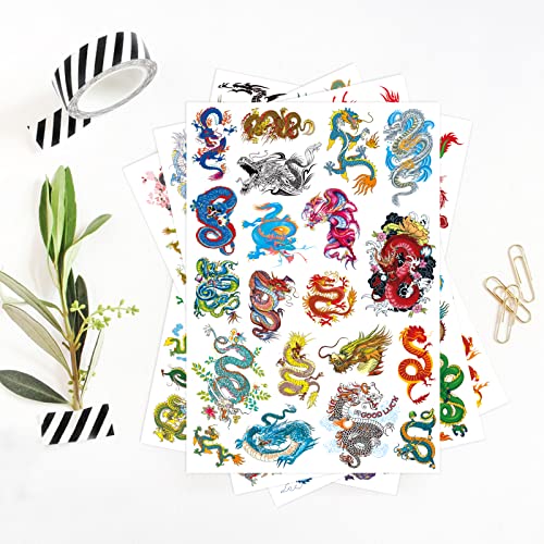 Ancient Dragon Tattoos Party Supplies Decorations Favors Chinese Fairy Dragon Waterproof Temporary Video Cartoon Stickers for Girls Boys Kids Class Activity (405pcs) - image 6