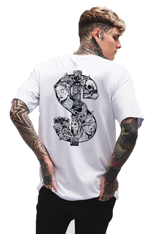 EPIKO Unisex Regular Fit Dollar Design Stylish Back Printed Oversized T-Shirt-picture-12