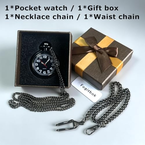 Image of Vintage Quartz Pocket Watches for Men with Chains, Analog Pocket Watch for Women, Gifts for Dad /Grandpa Gifts for Him for Birthday