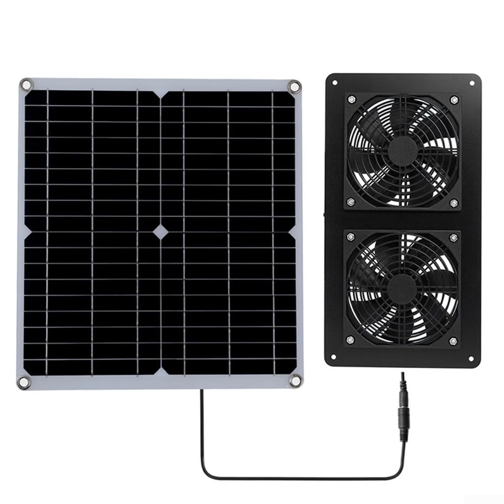 Ventola di scarico solare da 30 W, con doppia ventola, per serra, pollaio per camper, (ventilatore solare)