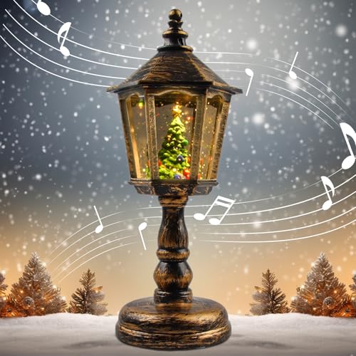 Weihnachts Schneelaterne mit Musik, Schneekugel Laterne...