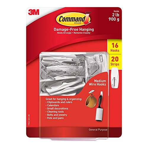 Command Medium Wire Hook, White, 16 Hooks, 20 Strips/Pack (17065-16CLUB) - image 1