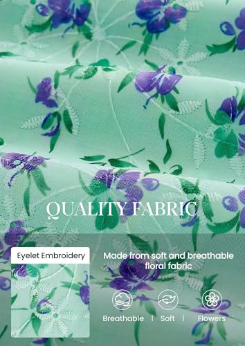 Image of PRETTYGARDEN Women's Summer Floral Boho Eyelet Flowy Maxi Dresses | Embroidered,Hollow Out,Sweetheart Neck,Lantern Short Sleeve,Smocked Pockets,Fit and Flare,Swing Long,Beach Vacation Clothes