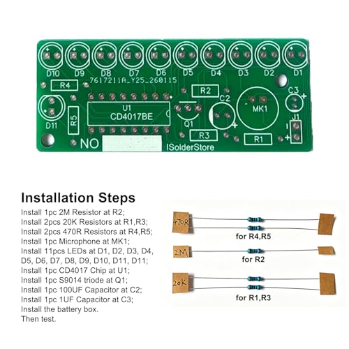 ISolderStore Colorful 10 LEDs Soldering Practice Board Electronic DIY Kits CD4017 Soldering Practice Kit for Teens Kids Adults - Image 4