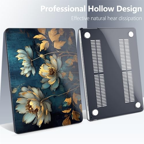Funda MacBook Air 13 M2 A2681 carcasa rígida de flores con protector de pantalla y teclado 5
