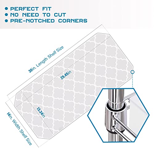Image of BRIAN & DANY Wire Shelf Liner 14 inch X 30 inch, Heavy Duty Shelf Liners for Wire Shelving, Waterproof Protector Mats, Set of 4, Quatrefoil Grey