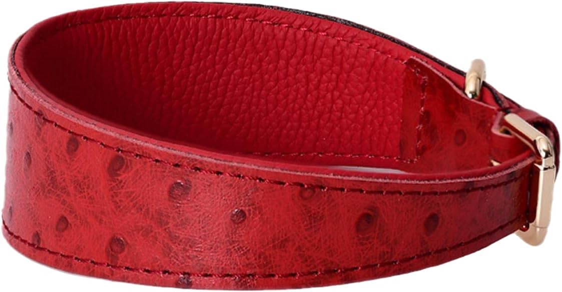 Collar para Perro, Cuero Genuino, Resistente, diseño único y cómodo(Red,Large)