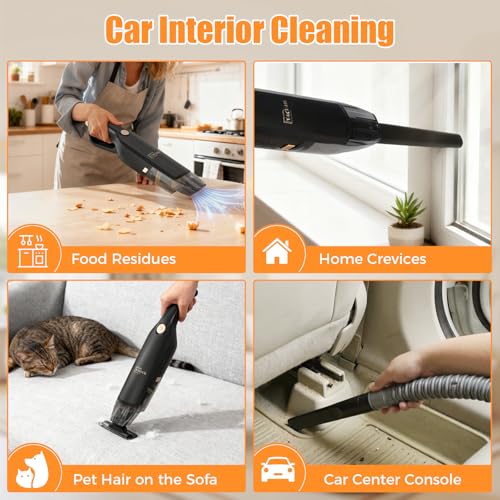 Image of Handheld Vacuum Cordless,Dust Busters Cordless with Storage Dock,15KPA High Power Portable Vacuum Vordless,USB Quick Charge,Mini Vacuum with Multi-Nozzles & Washable Filter,Black