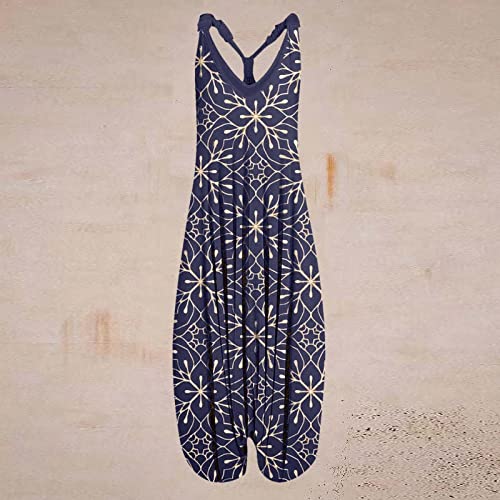 OIOLOYJM Summer Plus Size Boho Overalls for Women 2025 Fashion Jumpsuits Loose Fit Rompers Floral Printed Baggy Harem Pants