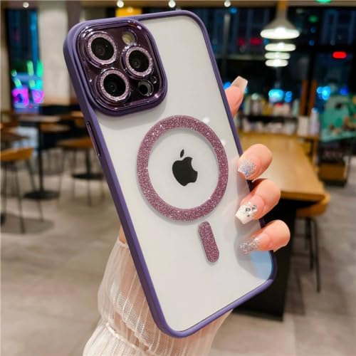 Coque iPhone 14 Pro Max magnétique transparente antichoc violet