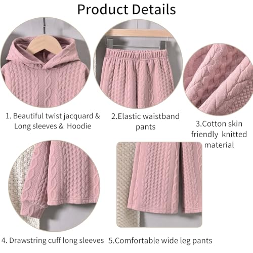 Image of fioukiay Toddler Girls Casual Sweatsuit Pullover Hoodie Sweatpants Outfits