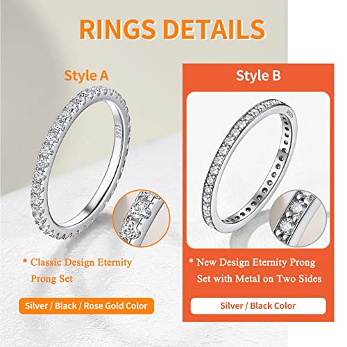 Suplight Sterling Silver Band Rings For Women Girls Cute Stackable Band Eterinity Enagement Wedding Ring Size 8 #TOP6