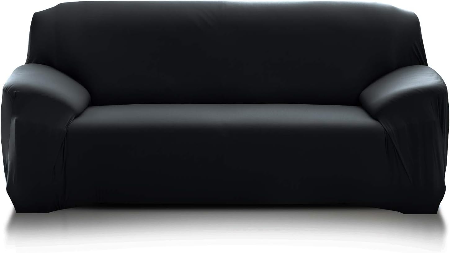PETCUTE Sofa Cover High Stretch Sofa Protector Elastic L Shape Sofa Slipcover Corner Universal Couch Cover Non Slip Furniture Protector Black 2 seater