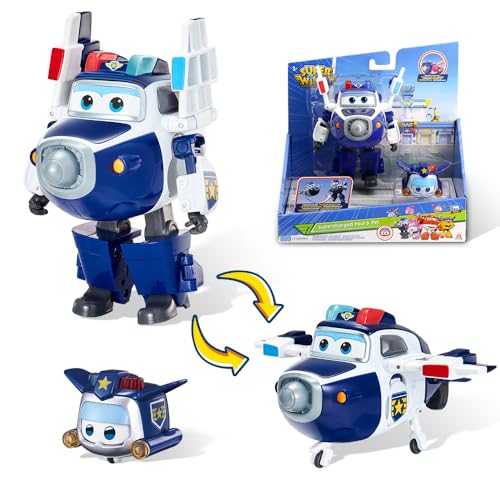 Super Wings Jouet Transformable Paul & Super Pet Paul, Figurine 2 en 1, Jouet Robot Avion de 12,7 cm, Avion Transformable pour garçons et Filles à partir de 3 Ans, Bleu
