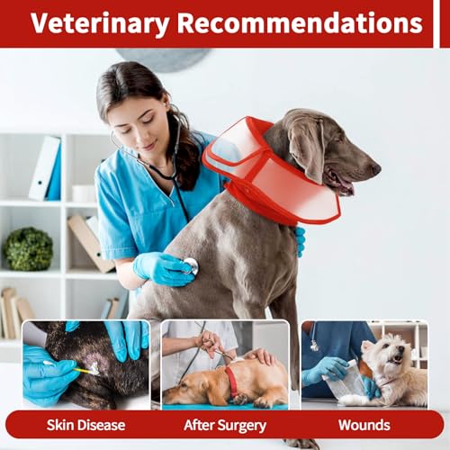 Image of Allroaring Dog Cone Collar After Surgery,Soft Dog Cones for Dogs,Red XL | Breathable Pet Elizabethan Collar Dogs Recovery Cone to Stop Licking Protective Wound Lightweight E-Collar