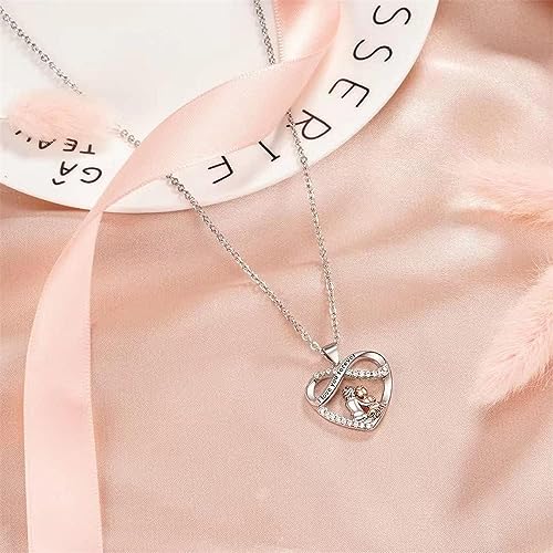 for Granddaughter - S925 You Will Always Have Me and I Will Always Have You Heart Necklace, Sterling Silver Necklace with Diamonds, Jewelry Gift from Grandma to Granddaughter3