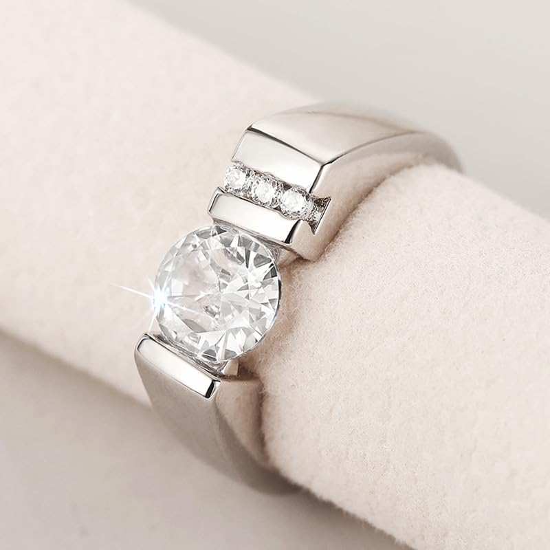 1ct Classic Women's Solitaire Ring Solid 18K White Gold Simulated Moissanite Diamond Beauty Sparkle Wedding Ring Cubic Zirconia Engagement Rings for Women(6)4