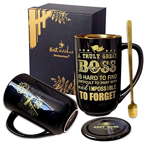 Doublewhale Best Boss Gifts Tasse à café en céramique avec inscription « A Truly Great Boss is Hard to Find Difficult to Pert with and Impossible to Forget » 530 ml Cover