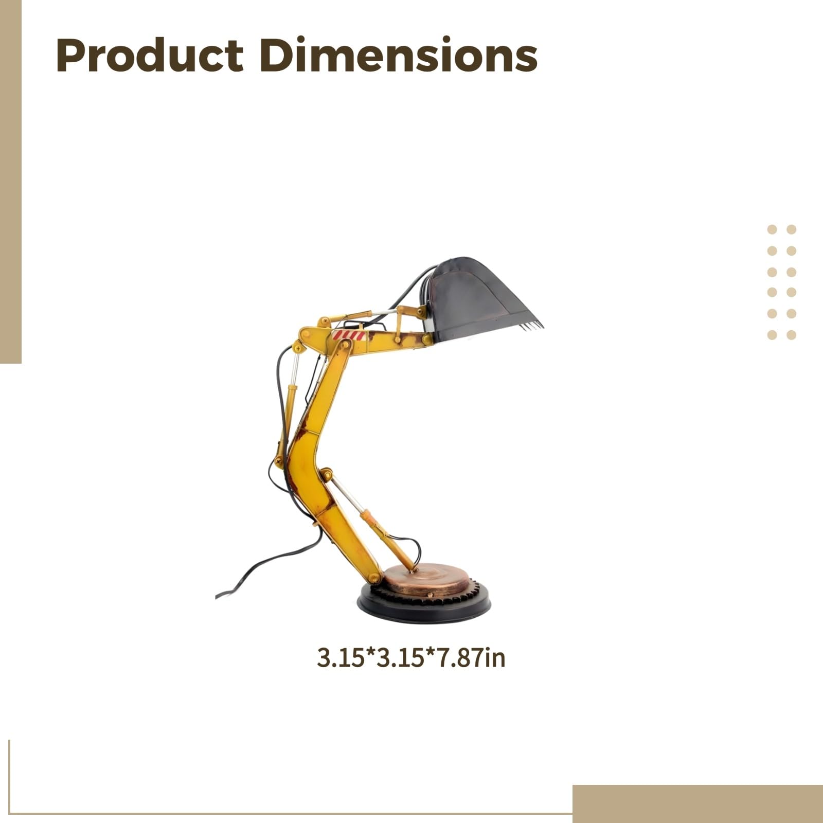 Bagger Schreibtischlampe, Retro Industrie Bagger Tischlampe mit verstellbarem Arm, LED Beleuchtung, 7.9 in/20cm Gelb Harz Konstruktion LKW Lampe für Jüngere Junge Zimmer