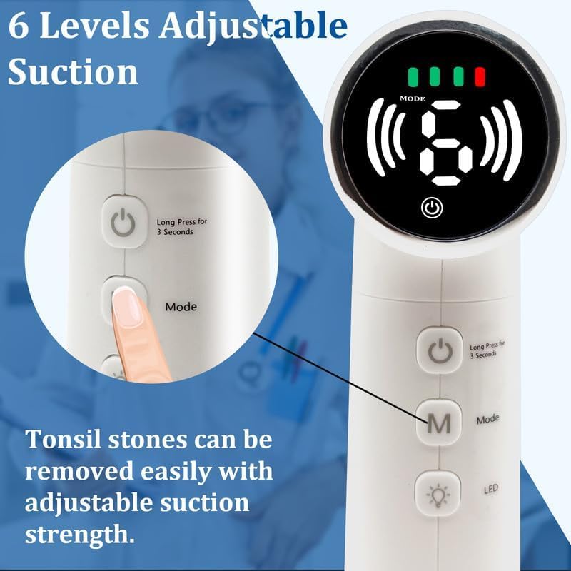 Image of Upgraded Tonsil Stone Remover Tool, Upgraded Electric Tonsil Stone Removal Kit - with Built-in LED Light & 6-Level Suction for Bad Breath Prevention, Oral Suction Device for Stone Removal (Purple)