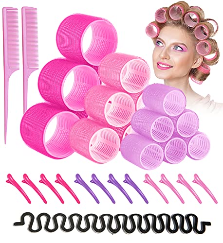 Reviews de Pelo disponible en línea. 46 Rulos para Cabello,ZJTZJY Juego de Rodillos de Velcro con Accesorios,Rizador Pelo sin Calor,Rodillos de Velcro-3 Tamaños (33PCS)